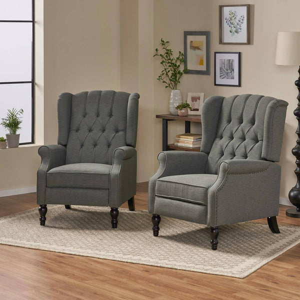 Walter Charcoal Tufted Cushion Recliners - ChillShop