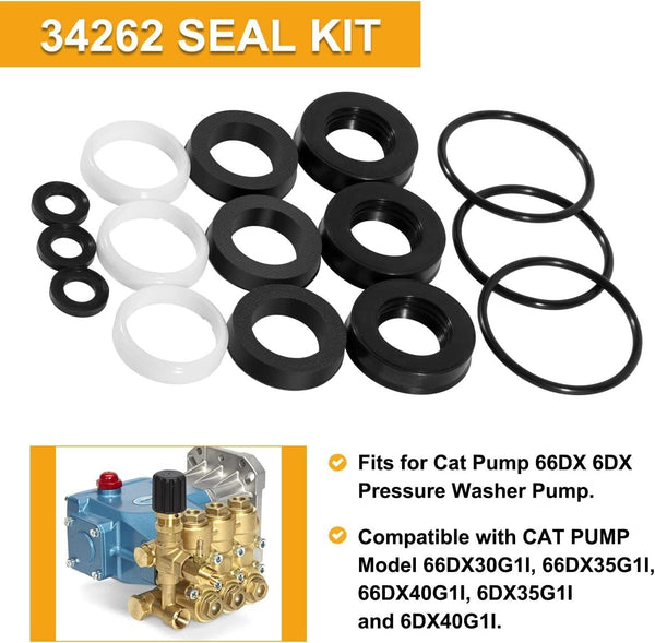 WM - Auto 34262 Complete Seal Kit for Cat Pump (66DX & 6DX Models) - Leak Prevention, High Durability - ChillShop