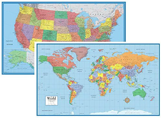 World and USA Classic Elite Wall Map - ChillShop